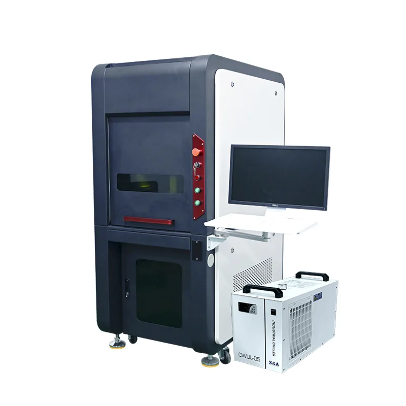 Enclosed UV laser marking machine with guarded work area