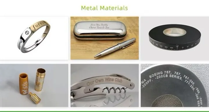 Fiber laser marking setup used for metal sample evaluation