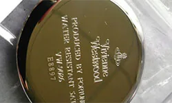 Laser marked copper sample showing material response