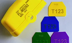 Plastic marking sample used to review surface quality and geometry-sensitive effects