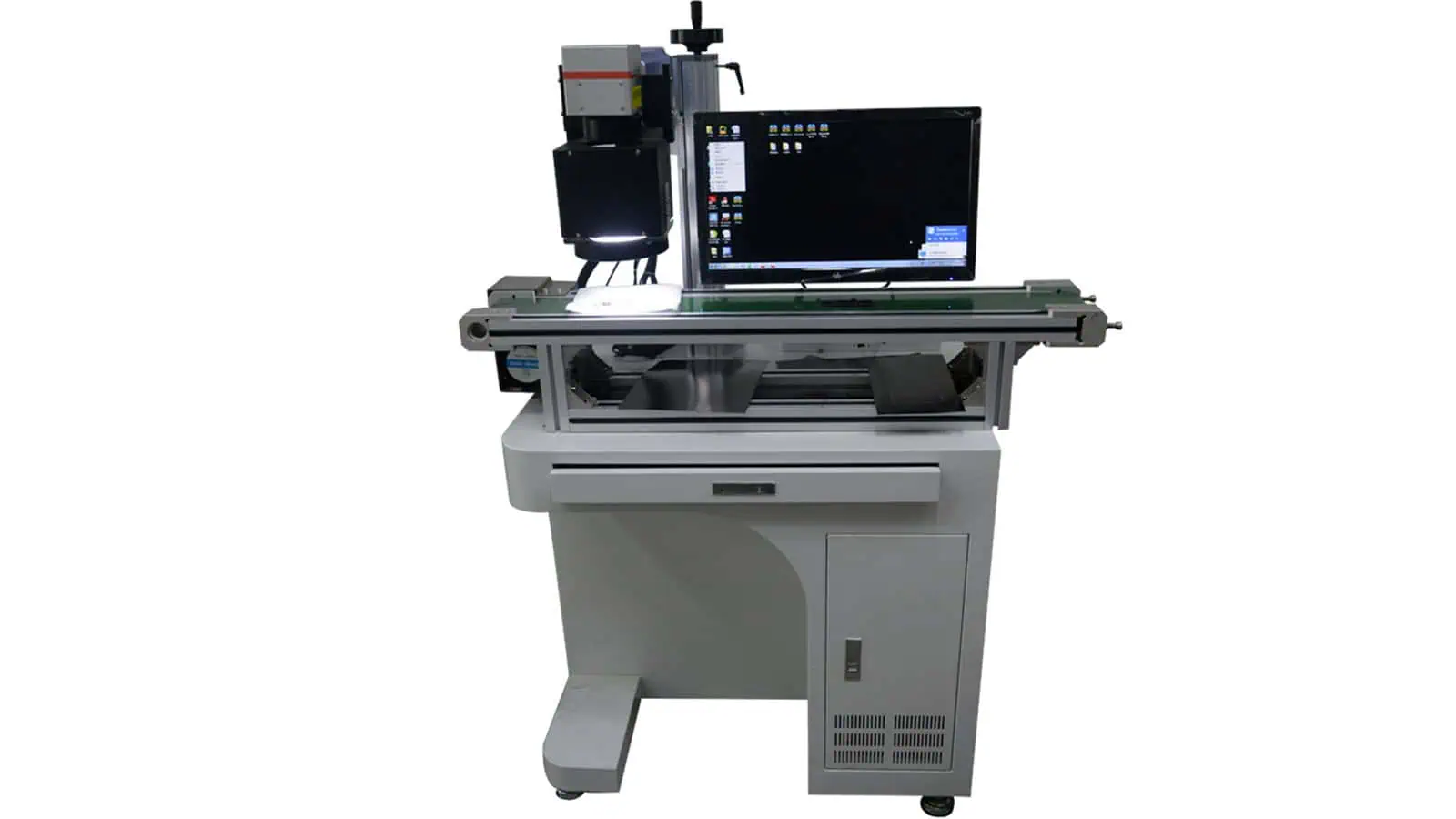 CCD vision laser marking workstation for camera-assisted part positioning