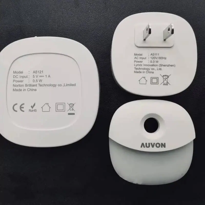 Charger housings showing rating, model and certification markings