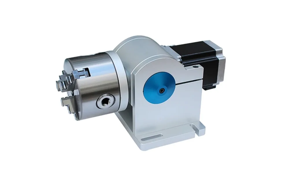 Rotary axis with chuck for cylindrical laser marking