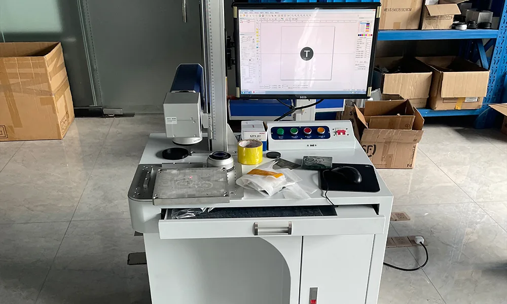 Completed laser marking machine powered for operational testing