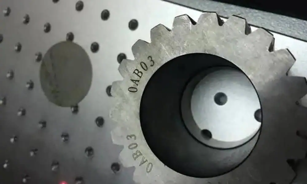 Laser marking result on carbon steel sample