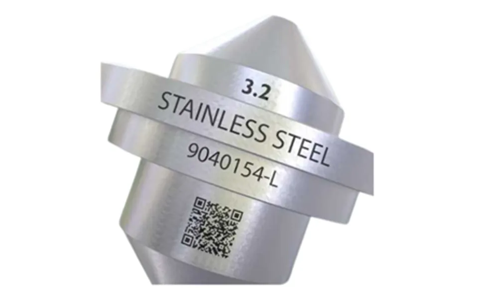 Laser-marked metal material sample