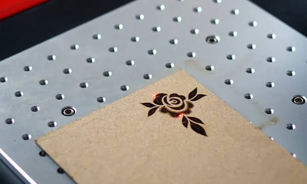 Laser-marked wood material sample