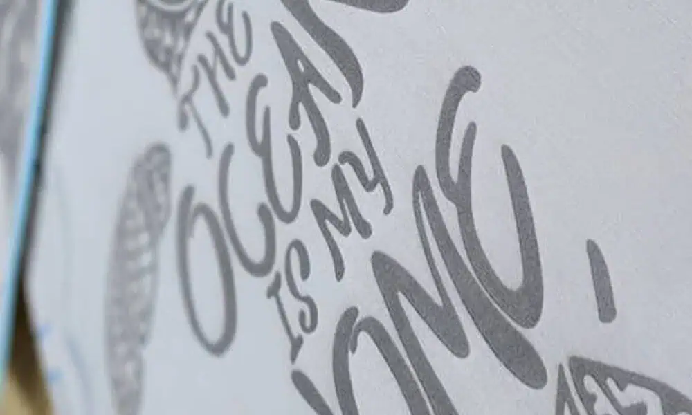 Laser-marked lettering on an EVA foam surface